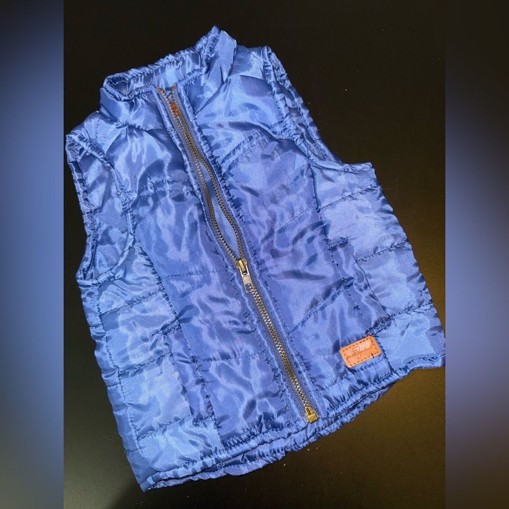 7 For All Mankind Baby Boys Puffer Vest 12 Months Blue Full Zip EUC